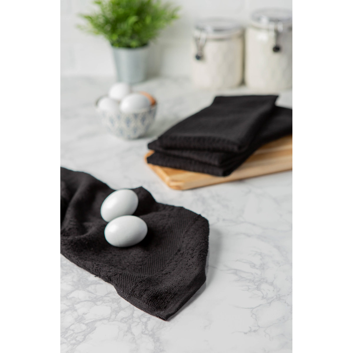 Annistyn Cotton Waffle Dish Cloth Kitchen Towel (Set of 4)